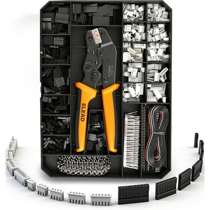 2020-Piece JST XH 2.54mm Connector Kit with Ratcheting Crimping Tool, 1P-10P Housing, Male & Female 2.54mm Pin Headers, Dupont Style Wire Terminals for Arduino, PCB, 3D Printer - size: 2020 PCS