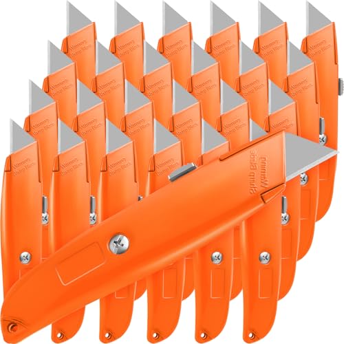 Reginary 20 Pcs Box Cutter Bulk Retractable Utility Knife, Orange - color: Orange
