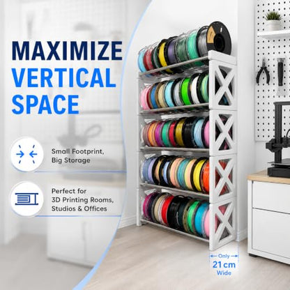 5-Tier 3D Printer Filament Storage Rack, Holds 45 1KG Spools - size: 5 Tier