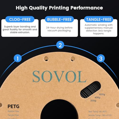 Sovol 3D Printer PETG Filament 2kg Spool Printing Materials, Black+White - color: White & Black, size: 2 KG