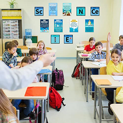 Zonon 27 Pcs Science Bulletin Board Set Science Classroom Decor, Blue - color: Blue