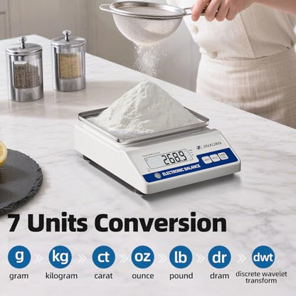 Digital Lab Scale 3000g Gram Scale 0.01g Accuracy Electronic Precision Scale Scientific Analytical Balance Scale Jewelry Scale for Gold Diamond Powder Kitchen, with 500g Weight Backlit LCD - style: 3000gx0.01g with 500g Calibration Weights
