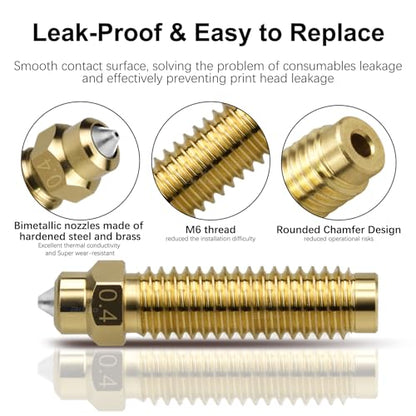 2 Pack 0.4MM Centauri Carbon Hotend with Brass Hardened Steel Nozzle, 3D Printer Print Head Extruder Part for Elegoo CC Accessories with Extra 2 Silicone Covers and 2 Nozzle Cleaners - color: 2 Pack Hotend Kit
