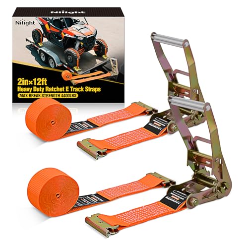Nilight E-Track Ratchet Straps 2 Pack 2" x 12' - color: 2in x 12ft E-Track Ratchet Straps