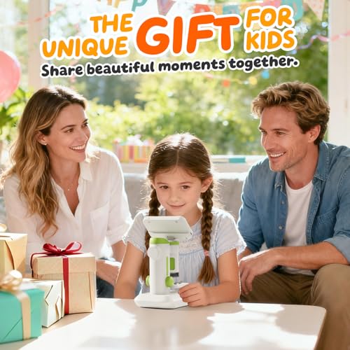 1600X Microscope for Kids, 1080P 4.0" Digital Screen Kids Microscopes with Slides Kit, Educational Science Toys for Christmas Birthday Gifts for 3-14 Year Old Children Students - color: Green