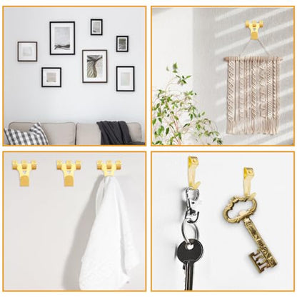 KURUI 303Pcs Picture Hanging Kit, Picture Hangers Assorted Kit with Heavy Duty Picture Hanging Hooks/Hardware Nails/Sawtooth/Wire/D Rings/Level, Metal Picture Wall Hooks for Frame Canvas Mounting - size: Gold