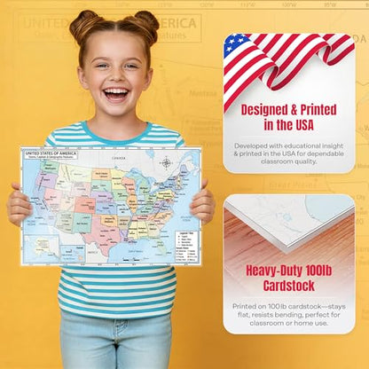 World Geography Map Set – 9-Pack Laminated 11x17 Dry Erase Study Maps | Double-Sided Classroom Learning Tools with Color Maps Front & Blank Outline Backs | Reusable Homeschool Practice, Test Prep & Memorization Aid - color: 9-Pack Bundle