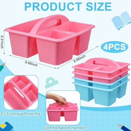 AceOrbit 4 Pack Classroom Caddy with Handle Plastic Storage Caddy Organizer