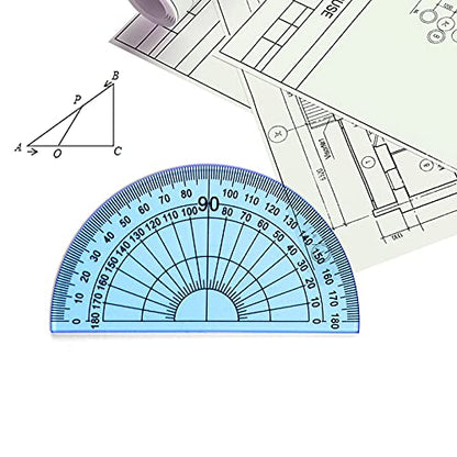 Coopay 4 Pcs Math Geometry Tool Set, Acrylic Drawing Tool, Blue - color: Blue, size: 12 Inch