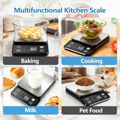IPX7 Waterproof Food Scale 0.1g Precision Kitchen Scale, 10kg/22lb Digital Food Scale USB Rechargeable, Backlight Gram Scale Stainless Steel & Washable Digital Scale for Cooking, Baking,Weight Loss - style: IPX7_Rechargeable_22lbs