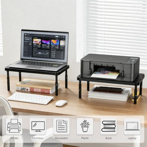 WALI Desk Organizer, 1 Tier Computer Monitor Stand for Desk, Desk Monitor Riser 3 Height Adjustable, Laptop Stand Underneath Storage for Office, Home, School Supplies, 1 Pack, Black - color: Black, size: 1-Tier