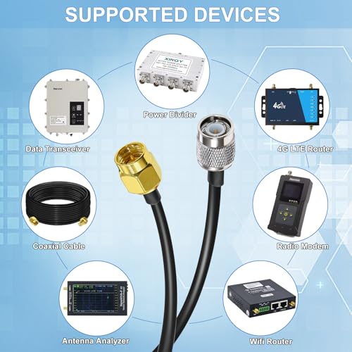 TUOLNK SMA to TNC Cable RG58 SMA Male Plug to TNC Male Low Loss Extension 3.3ft(1M) RF Coax Adapter Cable 50 ohm for Wireless LAN Devices - size: 3.3ft