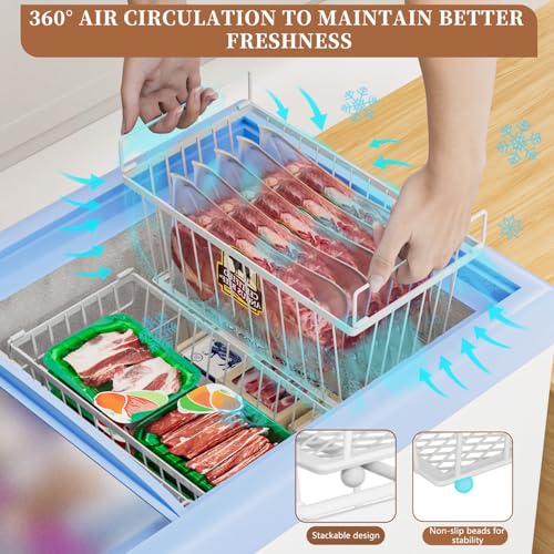 Enhanced Leak-Proof Bottom, Freezer Organizer Bins for 7 Cu.Ft,6 Pack - color: White 6 Pack