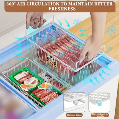 Enhanced Leak-Proof Bottom, Freezer Organizer Bins for 7 Cu.Ft,6 Pack - color: White 6 Pack