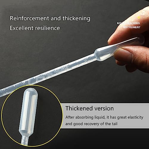 100x Disposable Pipettes 0.2/0.5/1/2/3/5ML Plastic Transfer Pipette Practical Pipettes Dropper for Science Experiments, 6.5cm