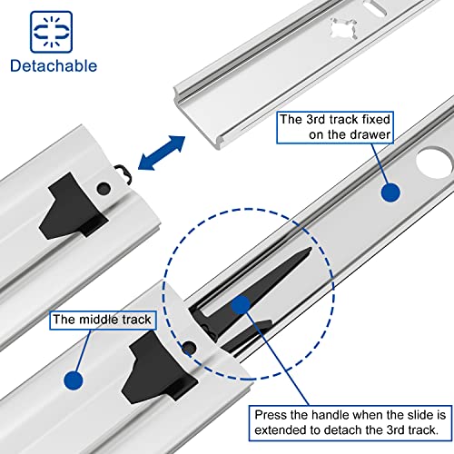VADANIA #A53 40" Heavy Duty Drawer Slide Without Lock, 1-Pair - color: #A53 - Without Lock, size: 40 Inch