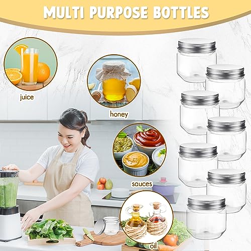Tanlade 60 Pcs 3 oz Clear Plastic Mini Mason Jars with Lids, Silver - color: Silver
