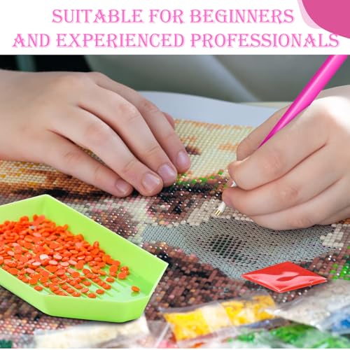 Affrolling 90 Pcs Diamond Art Tools, Drill Pens Trays Glue Clay - color: Red,Green