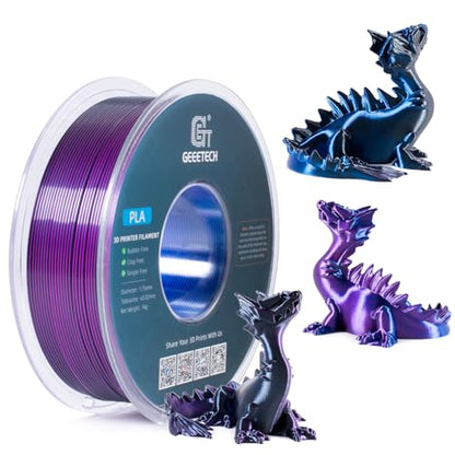Geeetech Silk Tri‑Color PLA 3D Filament 1.75mm, Blue Purple Black, 1KG - color: 1kg Triple Color Blue-purple-black