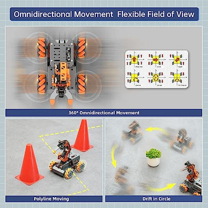 MasterPi 5DOF Robotic Arm for RaspberryPi 5 AI Vision Tracking Target Sorting Line Follow Open Source Programming Smart Robot Car Kit for Teen Adult STEM Educational Building Robot, with RPi 5 8GB