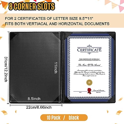 Tenare 10 Pcs Black PU Leather Certificate Cover Diploma Folder Holder - color: Black