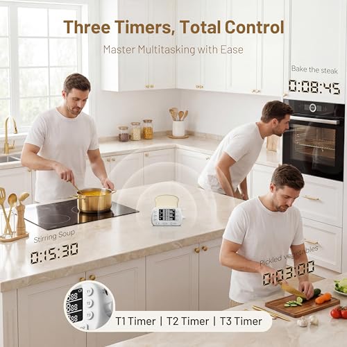 Digital Kitchen Timer for Cooking Magnetic Countdown Timers White - color: White