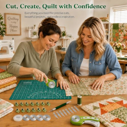 Rotary Cutter Set, 45mm Fabric Cutter (Teal) - color: Teal