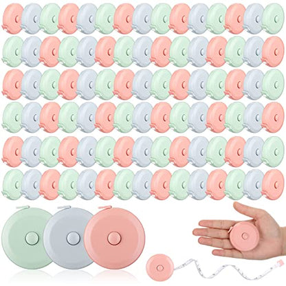 Kigeli 100 Pcs Retractable 60 Inch Measuring Tape - Mini Soft Measurement Tape for Fabric, Sewing, Body