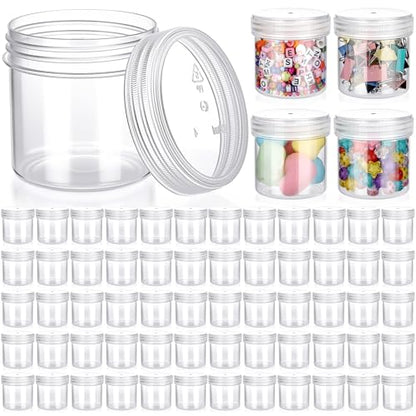 Meanplan 100 Pcs 3.4 oz Clear Plastic Container Jar with Lid Leak Proof - color: Clear, size: 3.4 oz