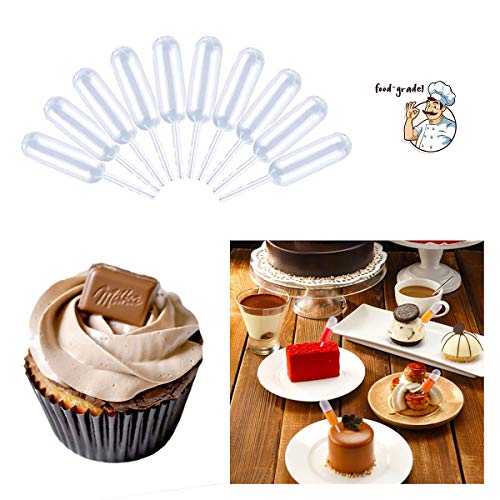 moveland 50PCS 4ml Plastic Cupcake Pipettes Squeeze Syringes for Cupcakes