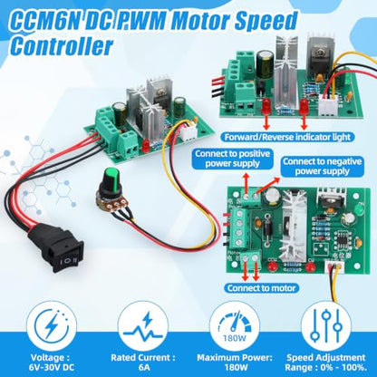 Copkim 12V DC Geared Motor Kit (50RPM Speed), JGB37-520 Motor with CCM6N PWM Controller, 6mm D-Shaft Flange and Bracket - style: 50rpm