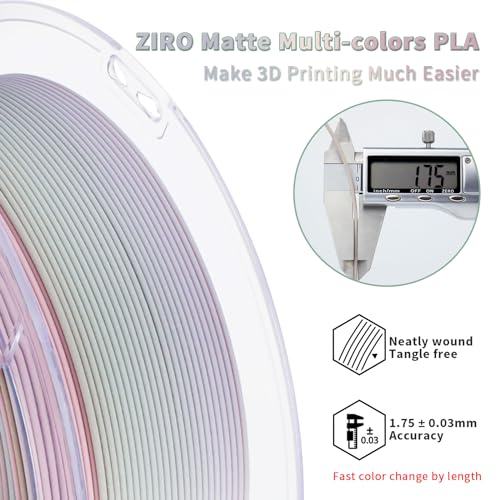 ZIRO PLA Filament 1.75mm, Matte Fast Color Change,1kg Spool, Morandi - color: Morandi(matte)