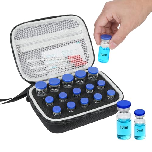 Peptide Case for Fridge, Adjustable Slot for 3ml/5ml/10ml Vials - color: 15-slots (Black)