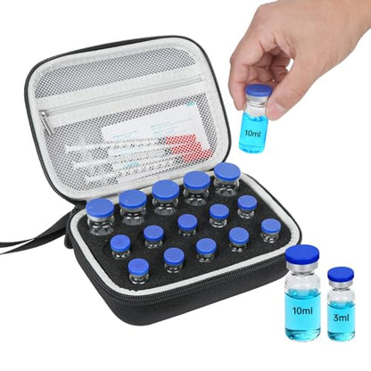 Peptide Case for Fridge, Adjustable Slot for 3ml/5ml/10ml Vials - color: 15-slots (Black)