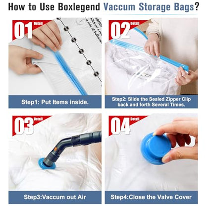 BoxLegend Vacuum Storage Bags with Hand Pump 6 Large 23.6’’x31.5’’ Thickened Vacuum Seal Bags for Clothing Coat Bedding Quilt Blanket Pillow Comforters - size: 6 Large - Hand Pump