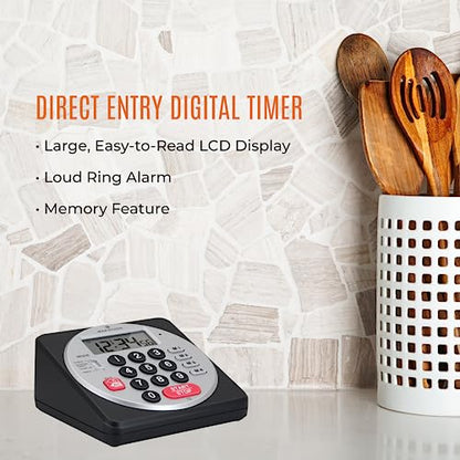 MARATHON Commercial Grade 100-Hour Digital Timer with Keypad - color: Black/Silver