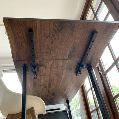 Heavy Duty Table Extension Brackets (Set of 2), 26" Steel Support Rails for DIY Dining Table Leaf, Matte Black Steel Hardware for Extending Solid Wood Dining Tables - size: 26 Inch (2-Pack)