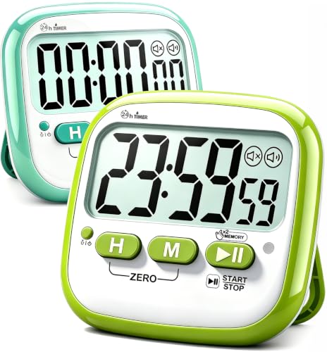 Antonki 2 Pack Classroom Timers for Kids Teachers, Magnetic Countdown Digital Kitchen Timer for Cooking, Study, Exercise, Games, Time Mangement - Loud/Silent Mode - Battery Included - color: Classic Lime Green + Mint Green
