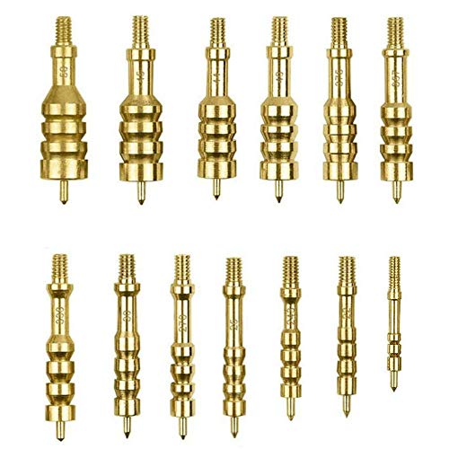 iunio Solid Brass Gun Cleaning Jag Set, Gun Cleaning Jag for Rifle Cleaning and Maintenance Solid Brass Slotted Tip with Storage Case - style: 13-jags