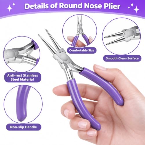 Round Nose Pliers, Wire Jewelry Making Tools - color: Purple-round Nose Pliers