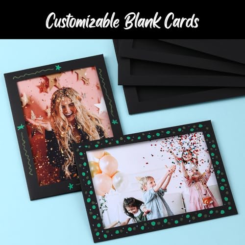 50 Sets Photo Frame Cards with Envelopes 5x7 Paper Picture Frames Bulk - color: Black, size: 5X7