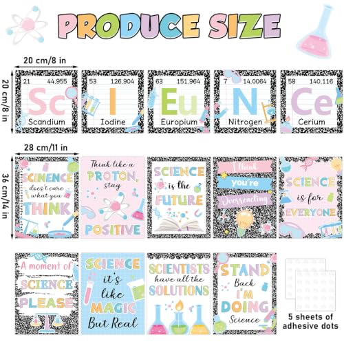 14Pcs Science Posters for Classroom Inspirational and Fun Science Posters Composition Notebook Classroom Decor Motivational Wall Art for Elementary Middle School Educational Bulletin Board Decoration
