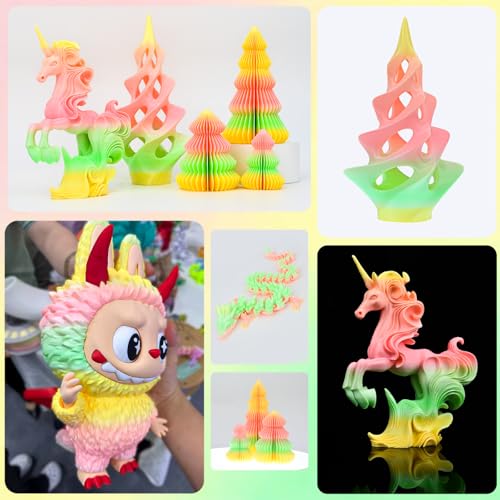 3D Printer Filament PLA 1.75mm, OVV3D Rainbow Upgrade PLA+ Filament Strong Toughness Multi Color Change Gradient PLA 3D Printing Filament Fit Most 3D Printer, 1kg Spool, +/- 0.02mm, Multi-Color - color: Rainbow Green Pink Yellow