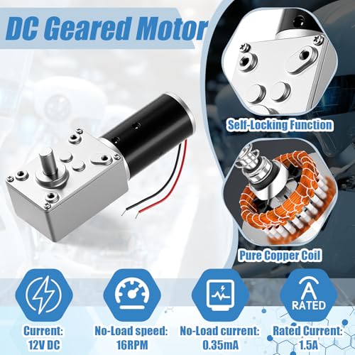 Copkim 6 Pack 12V DC Worm Gear Motor 8mm Coupling Bracket,12V 16rpm - style: 12V 16rpm