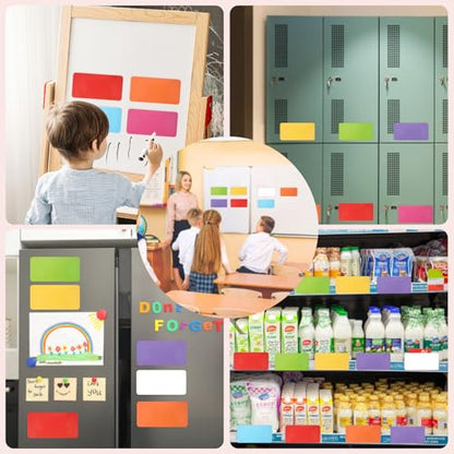 32 Pcs Dry Erase Magnetic Labels, 4.2" x 2.1" 8 Colors - color: Rainbow, size: 4.2 x 2.1 Inch