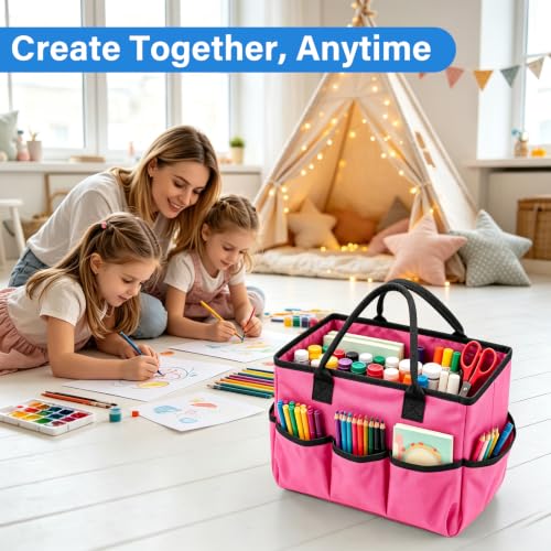 ZKOO Art Craft Organizer Tote Bag, Desktop Tote and Organizer Pink - color: Pink