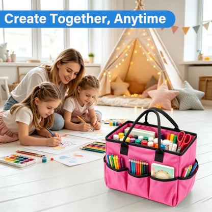 ZKOO Art Craft Organizer Tote Bag, Desktop Tote and Organizer Pink - color: Pink