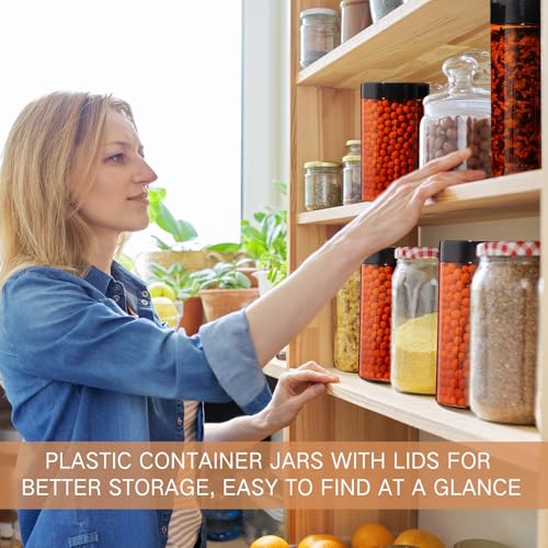 Patelai 4 Pcs Plastic Jars with Lids, Amber, 12 oz, Wide Mouth - color: Amber, size: 12 oz