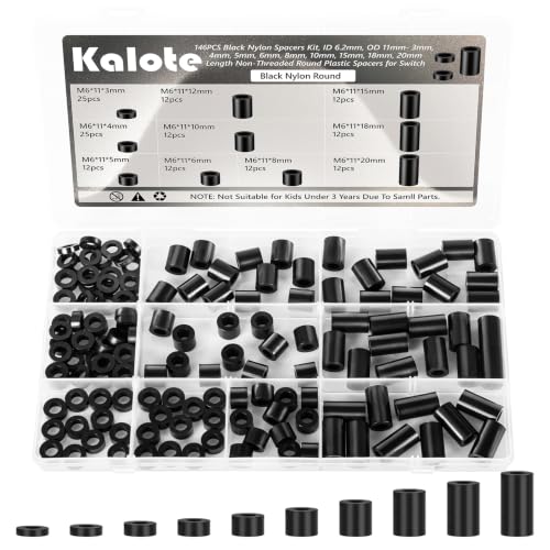 146Pcs M6 Black Nylon Spacers Kit, 3-20mm for M6 Screws Bolts - size: 146Pcs-M6
