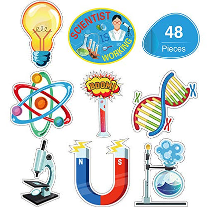 48 Pcs Science Lab Cutouts Bulletin Board Decoration for Classroom Science Themed Cut Outs Party Decor Decoration Class Office Supplies